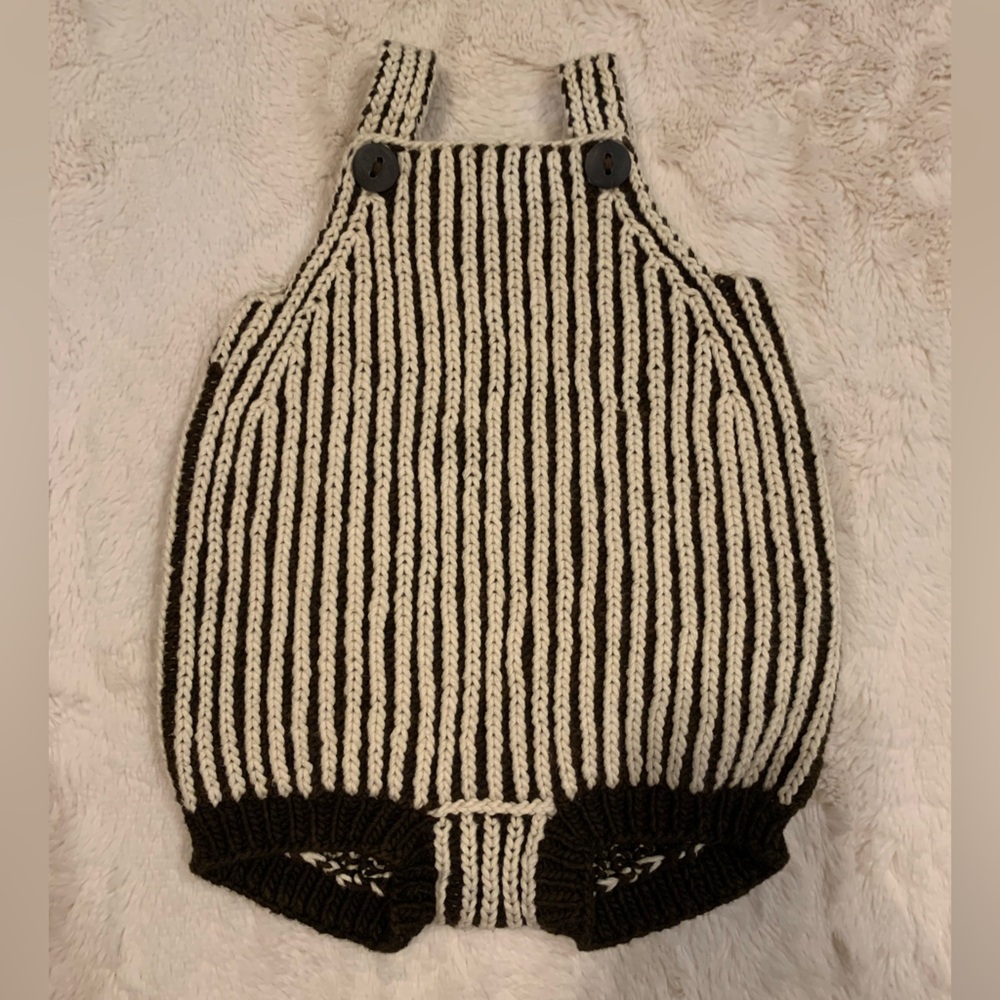 Misha and Puff sweater romper in brown and cream